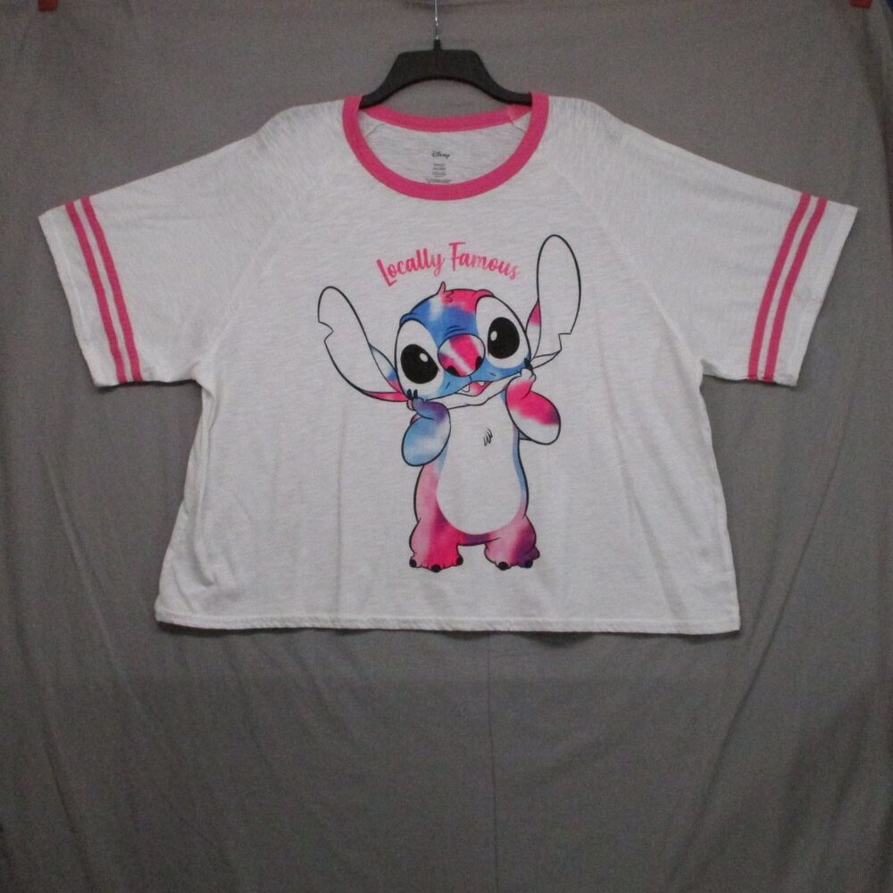 Disney‎ Stich T-Shirt Cropped White Women Size | 3XL